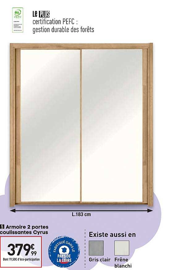 Armoire 2 Protes Coulissantes Cyrus