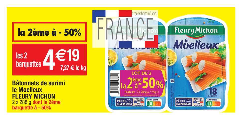 bâtonnets de surimi le moelleux fleury michon