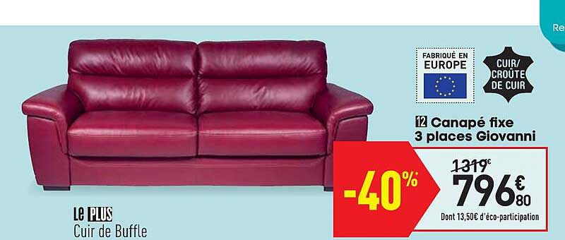 canapé fixe 3 places giovanni