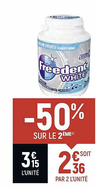 Chewing Gum Sans Sucre Menthe Douce Freedent White