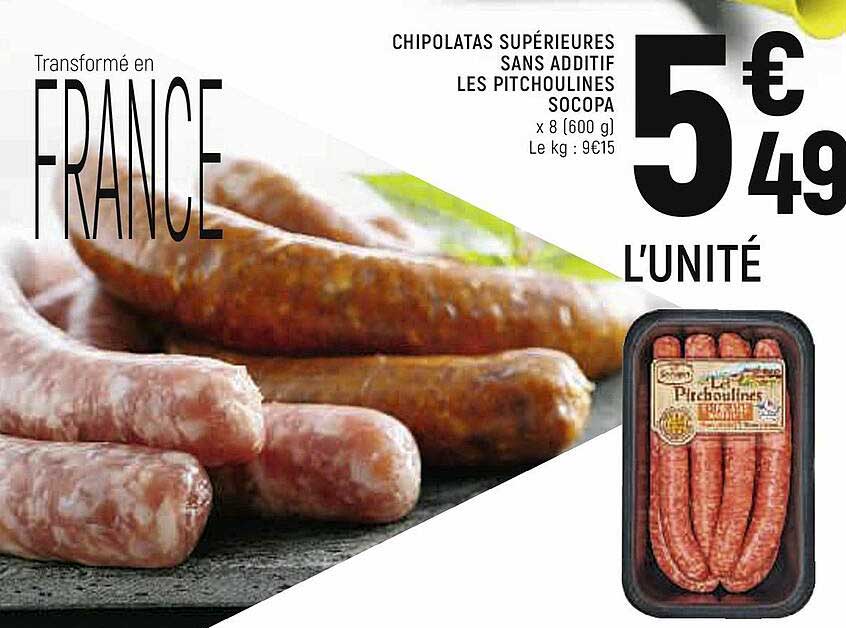chipolatas supérieures sans additif les pitchoulines socopa
