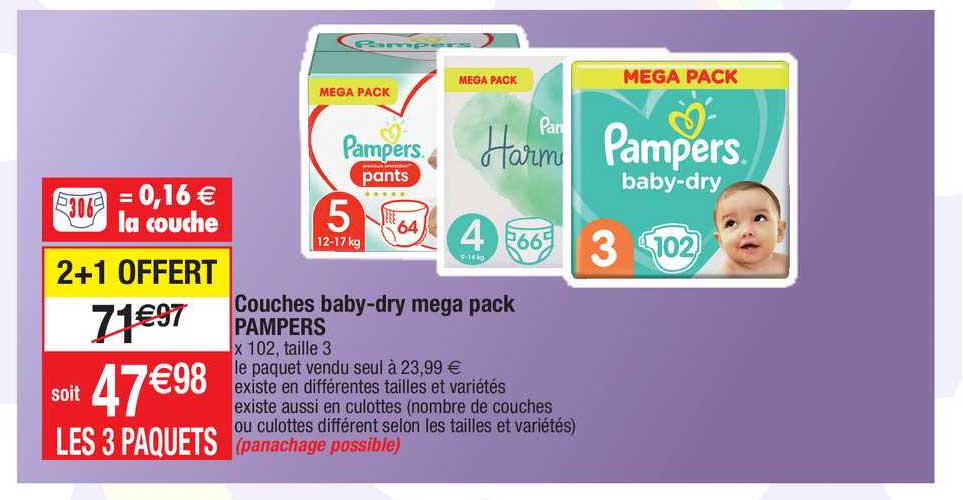 couches baby-dry mega pack pampers
