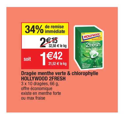 dragée menthe verte & chlorophylle hollywood 2fresh