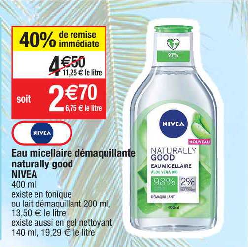 eau micellaire démaquillante naturally good nivea
