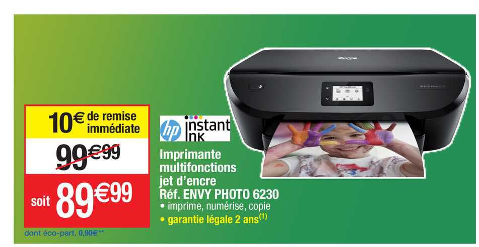 imprimante multifonctions jet d'encre envy photo 6230 hp instant ink
