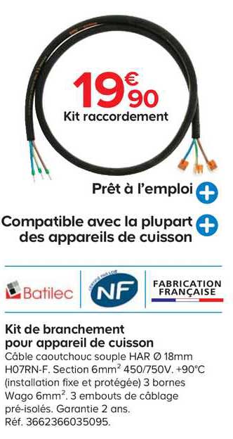 kit de branchement pour appareil de cuisson batilec