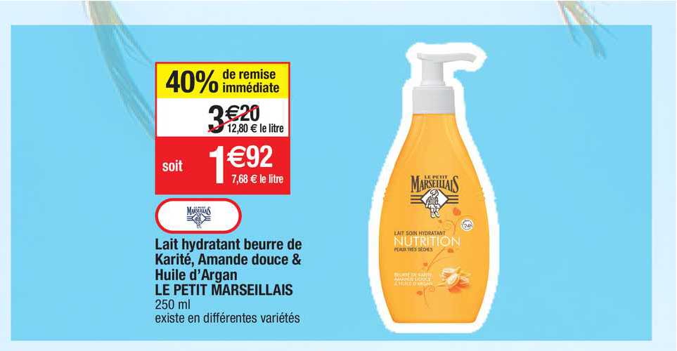 Lait Hydratant Beurre De Karité, Amande Douce & Huile D'argan Le Petit Marseillais