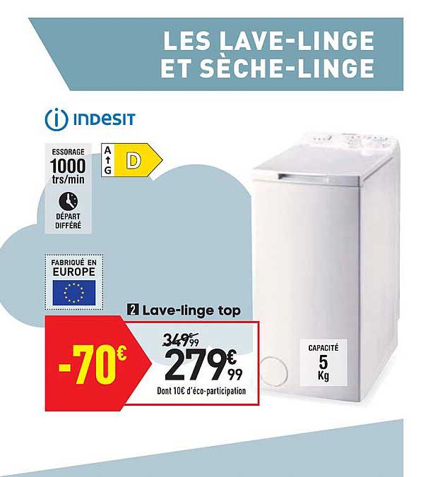 lave-linge top indesit