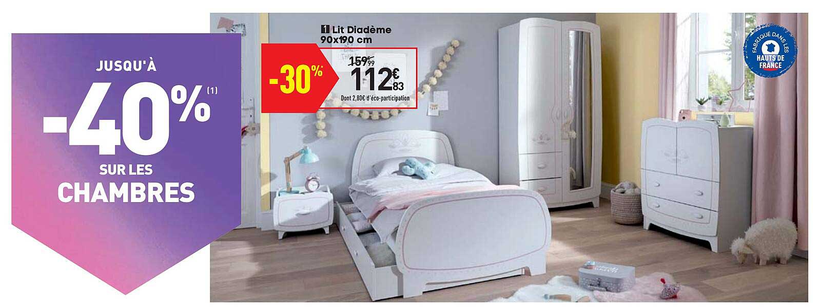 lit diadème 90x190 cm