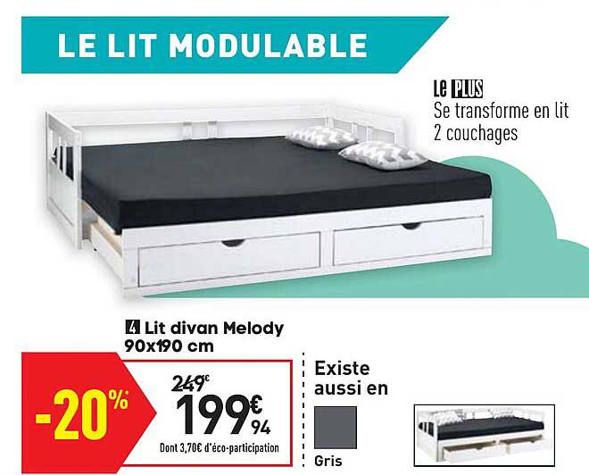 lit divan melody 90x190 cm