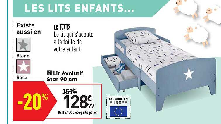 lit évolutif star 90 cm