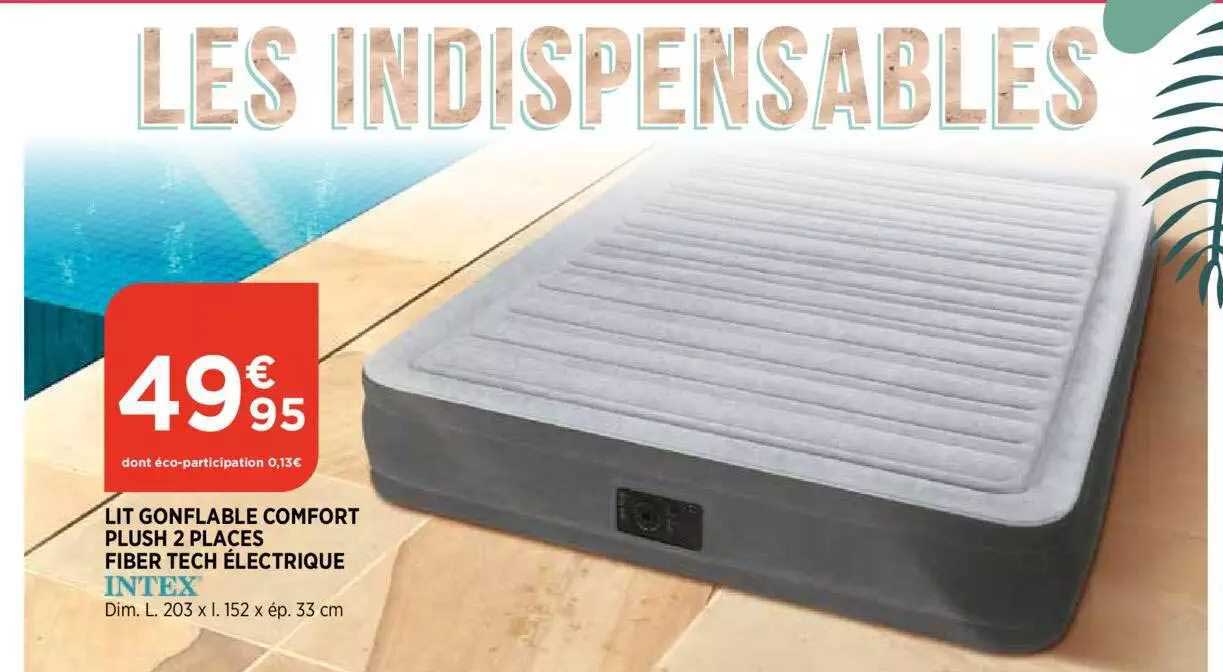 lit gonflable comfort plush 2 place fiber tech électrique intex
