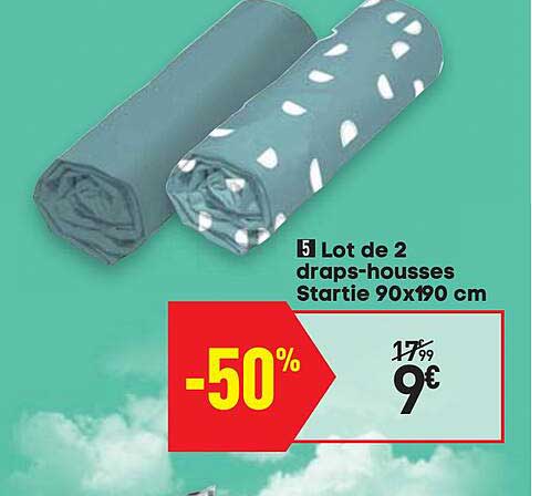 lot de 2 draps-housses startie 90x190 cm
