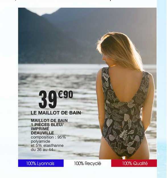 maillot de bain 1 pieces bleu- imprime deauville
