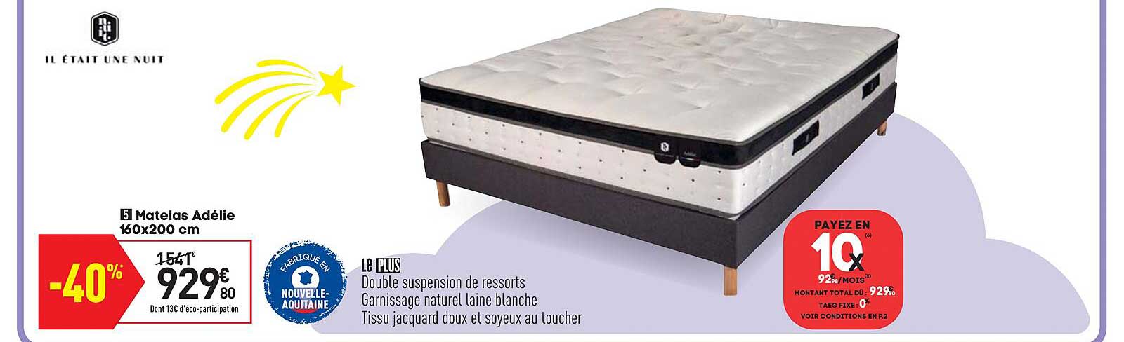 Matelas Adélie 160 X 200 Cm Il était Une Nuit