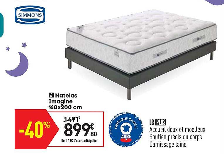 matelas imagine 160 x 200 cm simmons
