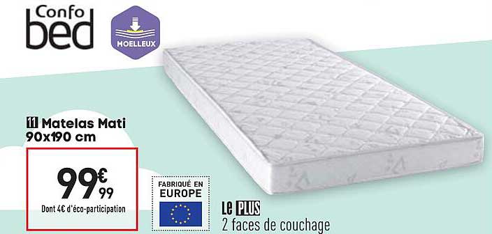 matelas mati 90x190 cm confo bed