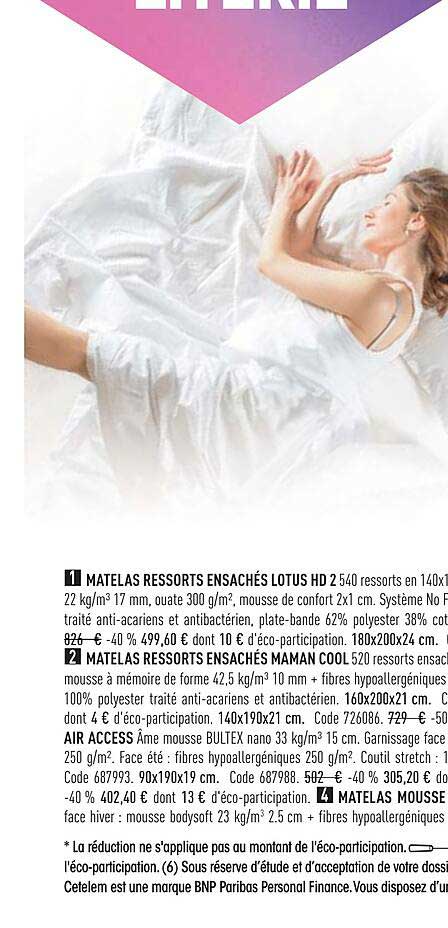 Matelas Ressorts Ensachés Lotus Hd, Matelas Ressorts Ensachés Maman