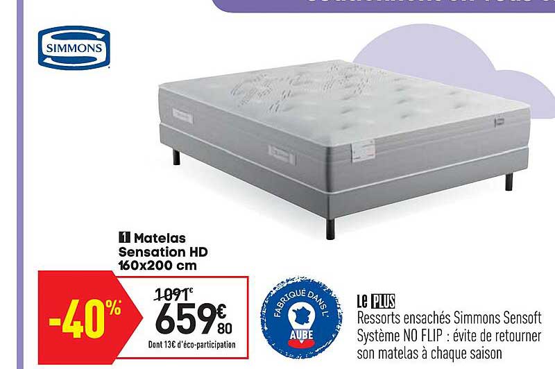 Matelas Sensation Hd 160 X 200 Cm Simmons