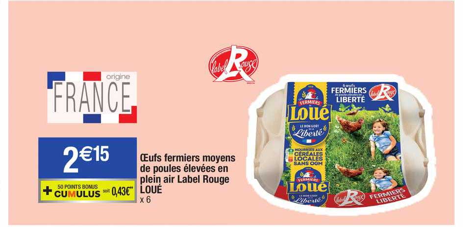 oeufs fermiers moyens de poules élevées en plein air label rouge loué