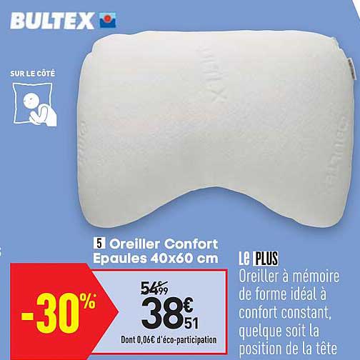 Oreiller Confort épaules 40 X 60 Cm Bultex