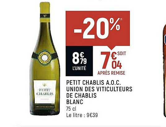 petit chablis a.o.c. union des viticulteurs de chablis blanc