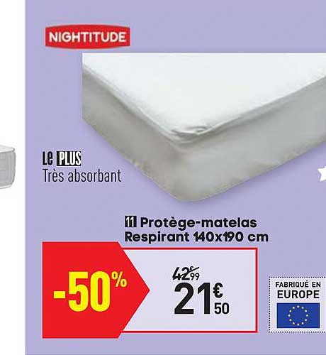 protège-matelas respirant 140 x 190 cm nightitude