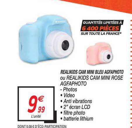 realikids cam mini bleu agfaphoto ou realikids cam mini rose agfaphoto
