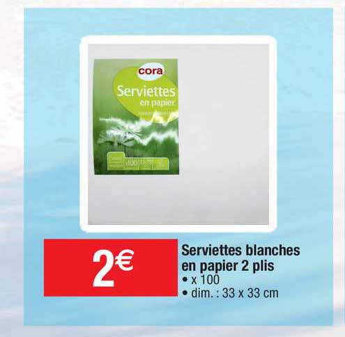 serviettes blanches en papier 2 plis