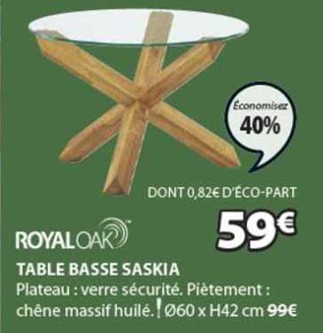 table basse saskia royal oak