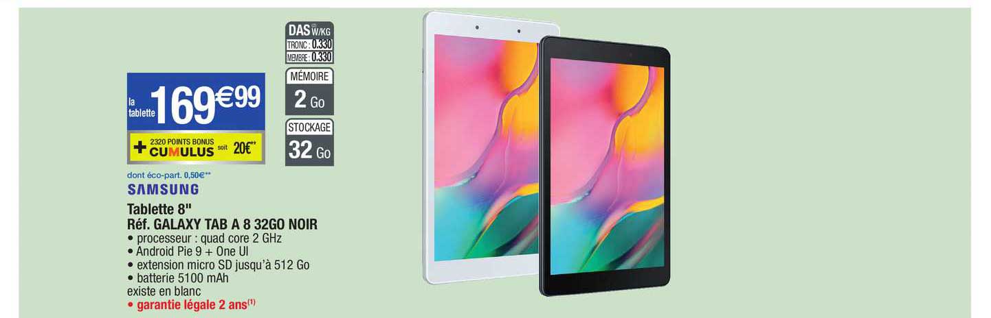 tablette 8" galaxy tab a 8 32go noir samsung