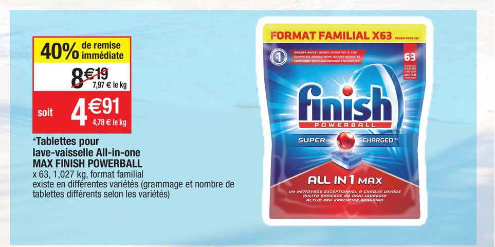 tablettes pour lave-vaisselle all-in-one max finish powerball