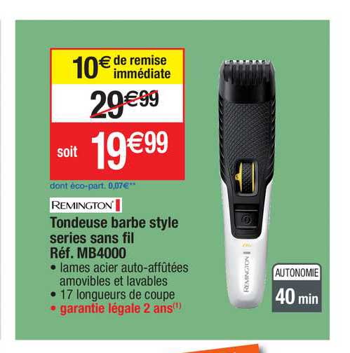 tondeuse barbe style series sans fil mb4000 remington