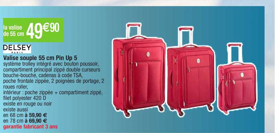 valise souple 55 cm pin up 5 delsey