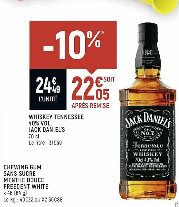 whiskey tennessee 40% vol. jack daniel's