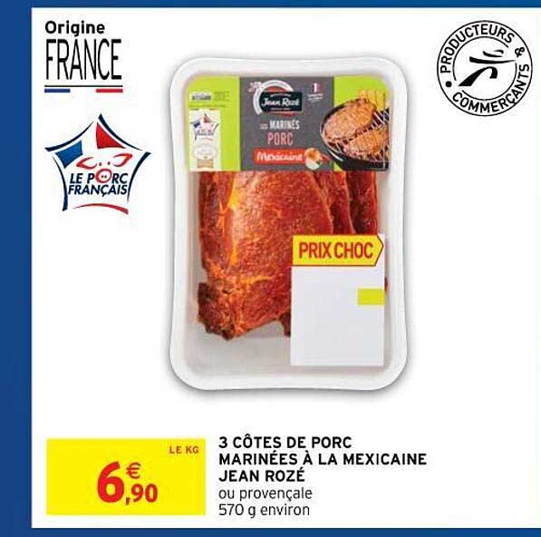 3 côtes de porc marinées à la mexicaine jean rozé