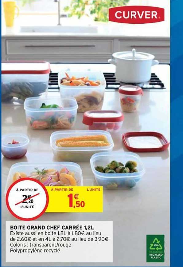 boîte grand chef carrée 1,2l curver