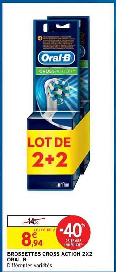 brossettes cross action 2 x 2 oral b