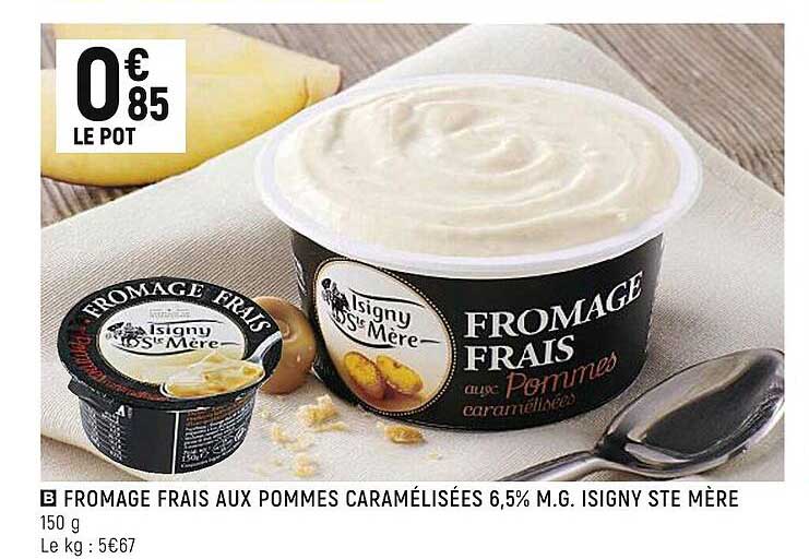 fromage frais aux pommes caramélisées 6,5% m.g. isigny ste mère