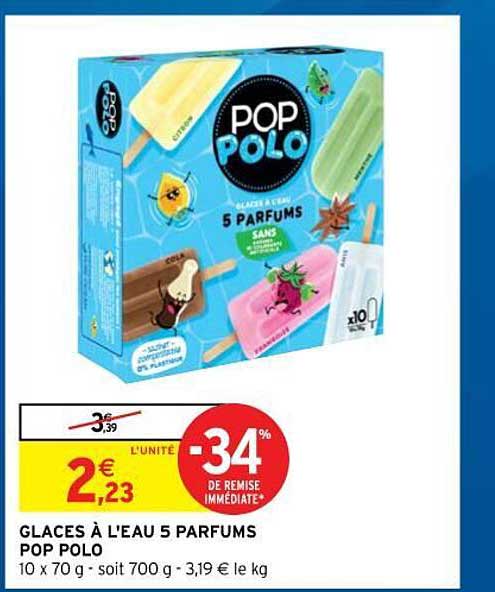 glaces à l'eau 5 parfums pop polo