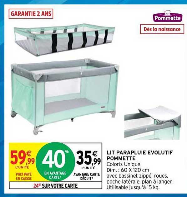 Lit Parapluie évolutif Pommette