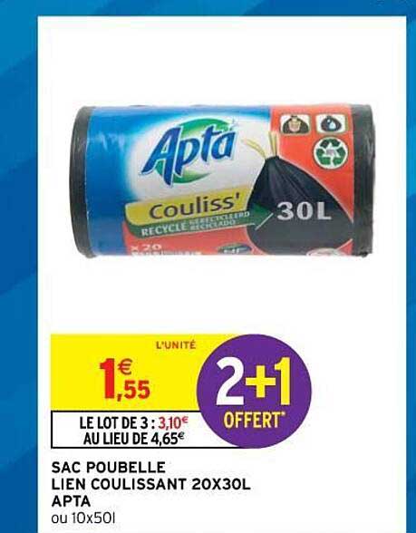 sac poubelle lien coulissant 20 x 30l apta