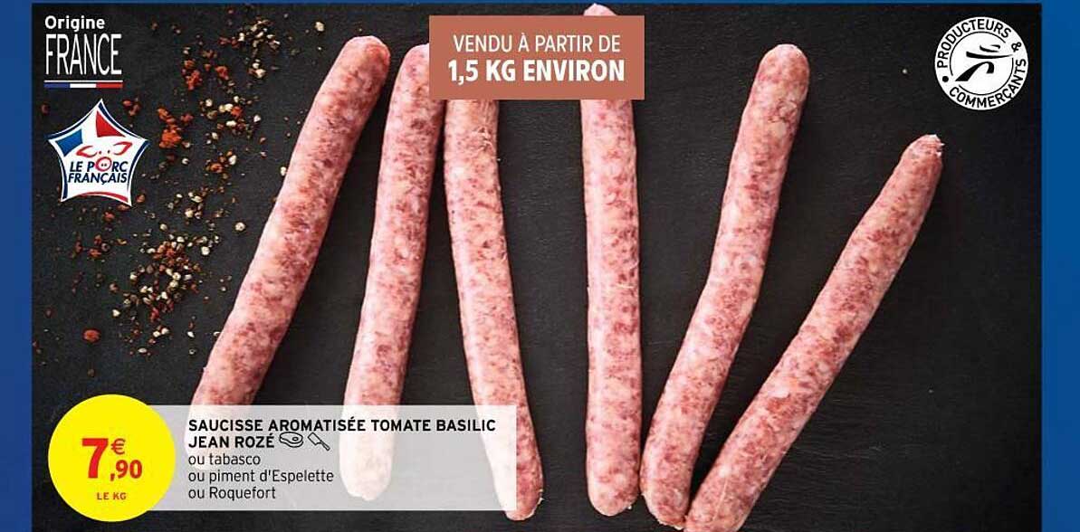saucisse aromatisée tomate basilic jean rozé