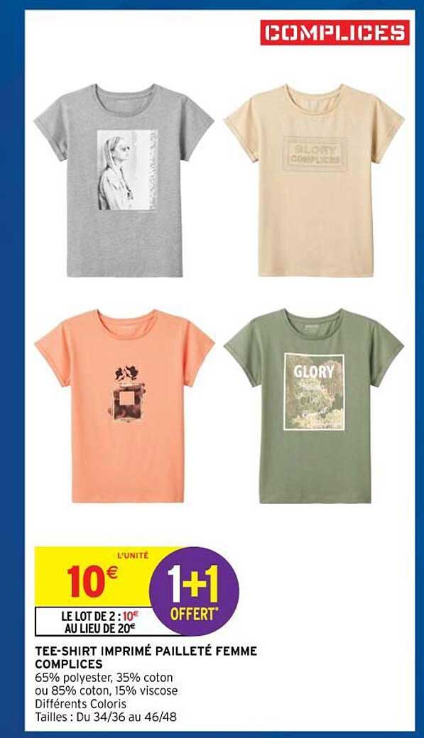 T-shirt Imprimé Pailleté Femme Complices