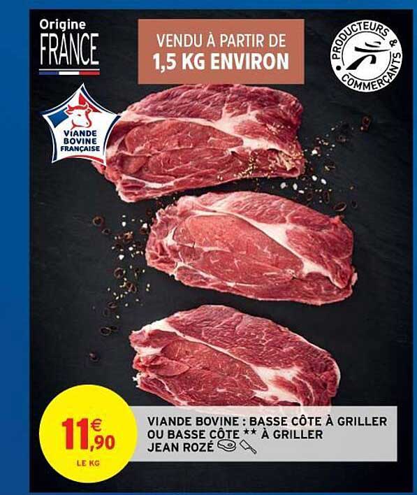 viande bovine : basse côte à griller ou basse côte**à griller jean rozé