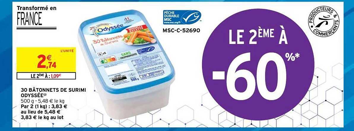 30 Bâtonnets De Surimi Odyssée