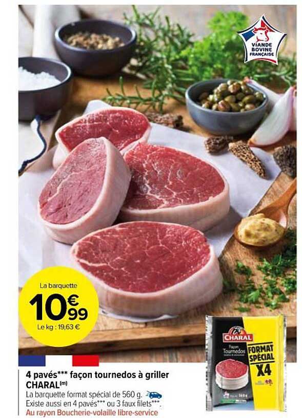 4 pavés façon tournedos à griller charal
