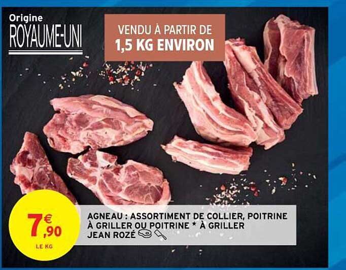 agneau : assortiment de collier, poitrine à griller ou  poitrine*à griller jean rozé