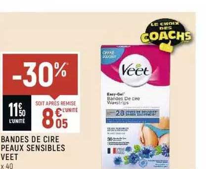 bandes de cire peaux sensibles veet