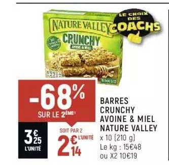 barres crunchy avoine & miel nature valley